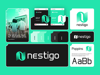 Nestigo software | Brand Identity agencies app app logo branding graphic design green icon logo logo abstract logo creation logo design logo minimal logo modern real estate saas software software logo technologie ui ux