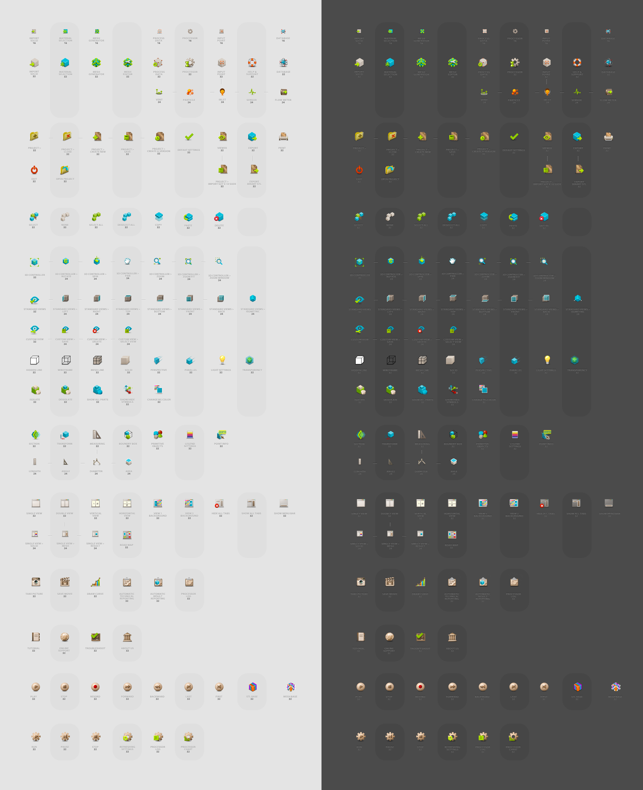 Pixel Icons for a Simulation and Engineering Software cms erp pixel icon pixelicon system icons user interface