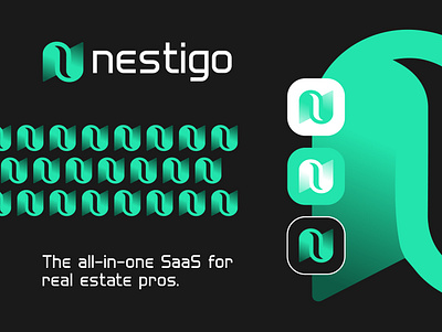 Nestigo software | Brand Identity abstract logo agency app app logo branding creation logo graphic design green icon logo logo design minimal logo modern logo n n logo real estate saas software technologie ui