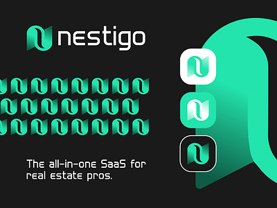 Nestigo software | Brand Identity abstract logo agency app app logo branding creation logo graphic design green icon logo logo design minimal logo modern logo n n logo real estate saas software technologie ui