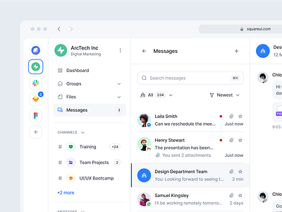 Messaging Dashboard - SquareUi Design System dashboard design system figma message messaging product design ui ux web design