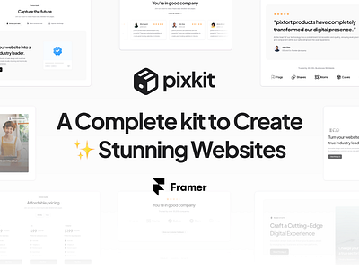 Introducing pixkit for Framer 3d animation branding components design system framer icons illustration pixfort pixkit template ui website design