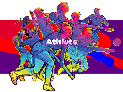 Athletes action athlete athletic cricket digital illustration figure football hockey illustraion illustration illustration art illustrations illustrator player sport tennis vector illustration