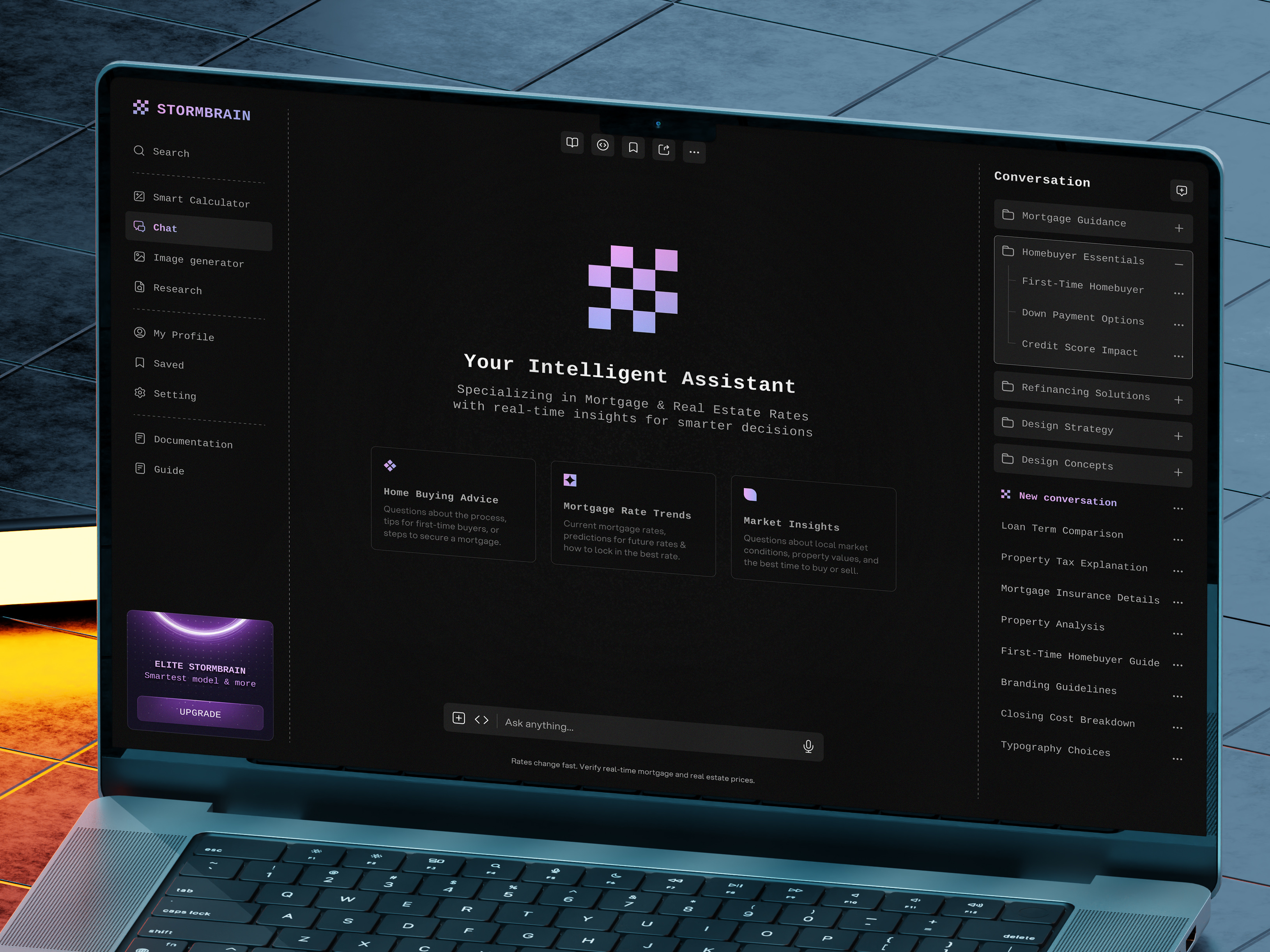Stormbrain - Intelligent Assistant for Real Estate and Mortgage agent ai ai chat assistant buy home chat clean finance house loan minimalism mortgage rate property real estate real estate agent ui ux