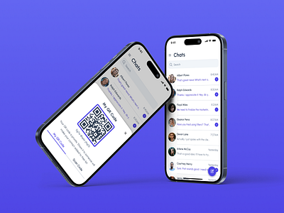 Minimalist Chat UI with QR Code Integration blue chat chatting chatting application figma mobile mobile app qr ui ui design ux