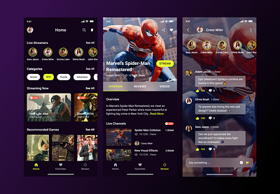 Live streaming games App - UI Design adobe xd colorful app live steaming games app minimalist design mobile app design modern app design streaming app ui ux design