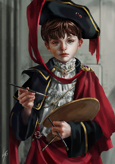 Painter antique bookcover boy characterdesign child conceptart digitalart digitalpainting drawing fineart illustration portrait