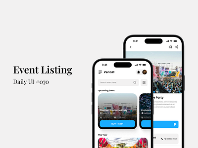 Event Listing - Daily UI #070 daily ui event event listing figma mobile app dessign ui ui design uiux uiux design