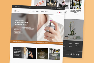 Eclat - Perfume Shop Landing Page application apps design ecommerce fragrance glamour interface landing page layout liquid online page perfume product shop skincare store ui ux website