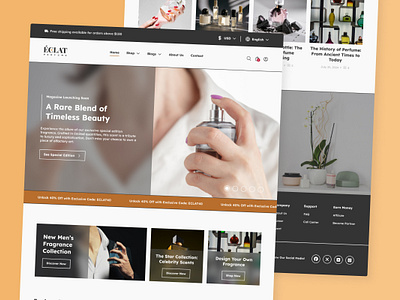 Eclat - Perfume Shop Landing Page application apps design ecommerce fragrance glamour interface landing page layout liquid online page perfume product shop skincare store ui ux website