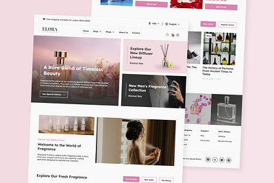 Elora - Perfume Shop Landing Page application apps design ecommerce fragrance glamour interface landing page layout liquid online page perfume product shop skincare store ui ux website