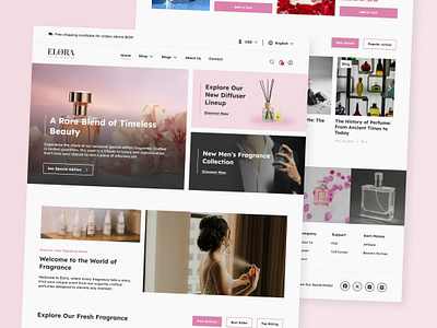 Elora - Perfume Shop Landing Page application apps design ecommerce fragrance glamour interface landing page layout liquid online page perfume product shop skincare store ui ux website