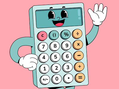 Cartoon calculator calculator cartoon character colorful cute design graphic design happy illustration kawaii logo mascot number retro school walking