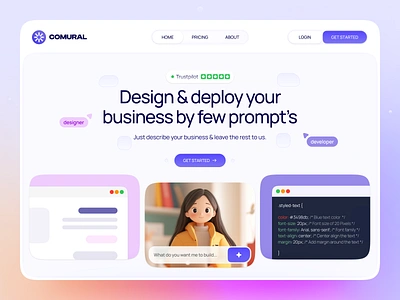 Comural landing page 3d ai design generative ai hero hompage landing landingpage product saas ui design ux ux design web web design website