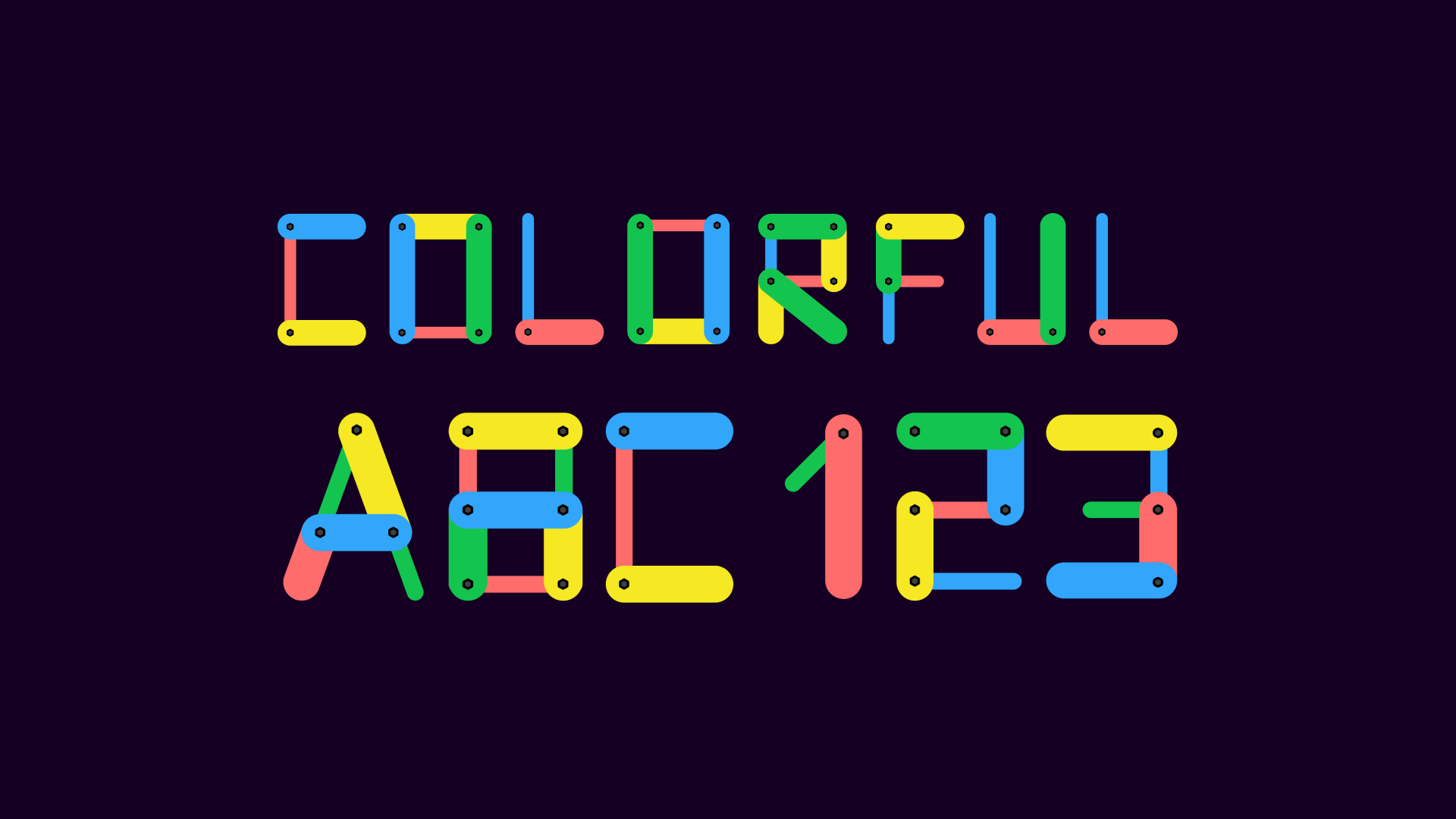 Colorful Alphabets & Numbers font graphic design letters numbers