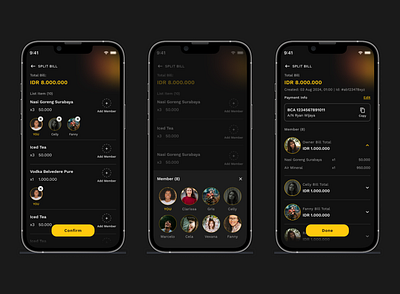 Split Bill - Mobile App design ui