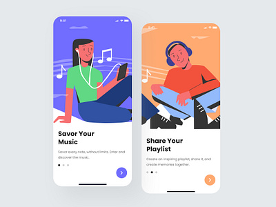 Onboarding Music Apps app design apps design happy illustration mobile apps music apps onboarding ui uitrends uiuxdesigner user interface ux