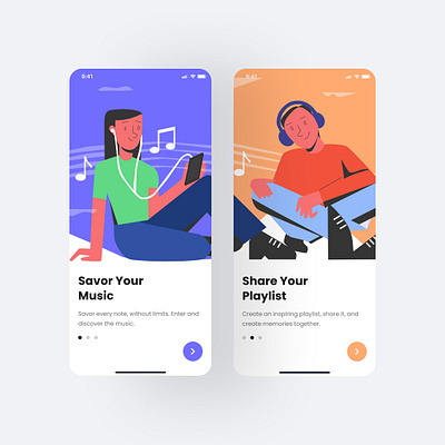 Onboarding Music Apps app design apps design happy illustration mobile apps music apps onboarding ui uitrends uiuxdesigner user interface ux