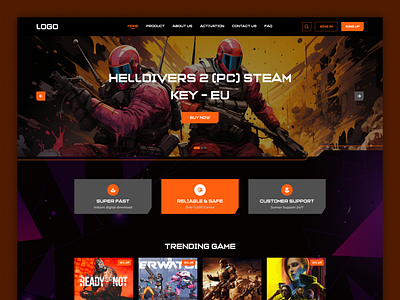 Gaming website landing page design branding dailyui design game gamig landing page shop ui ux web webdesigner website