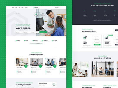 Astrax - Co-working Space Website Design astrax co working co working app coworking coworking website flowneed landing page landingpage shuvo ui ui design ux ux design website