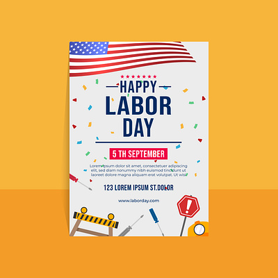 Labor Day Celebration american flag branding graphic design happy labor day logo national poster