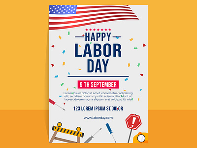 Labor Day Celebration american flag branding graphic design happy labor day logo national poster