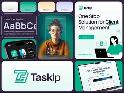 TaskIp (One Stop Solution for Client Management) brand branding client management client management software client management system client management website corporate logo design creative logo documents invoice logo logo design logos logotype online client management proposal quotations task taskip technology