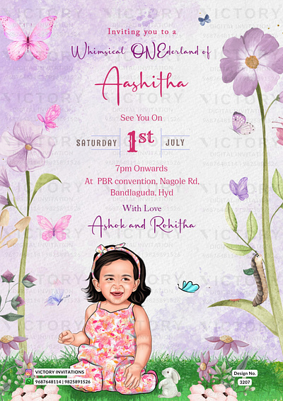 caricature card of Birthday in butterfly design 3207 birthday design graphic design illustration invitation photoshop