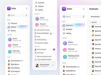 Dialin.ai- Side Navigation ai app clean dashboard design digital product design navigation product product design quick search saas saas dashboard saas product sajon side navigation ui ui design ux ux design web web app