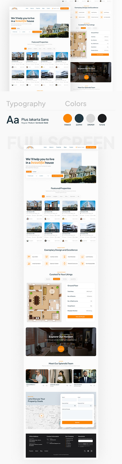 Real Estate Landing Page application branding dashboard design design interaction design land landing page logo real estate landing page ui uiux web design webpage website design