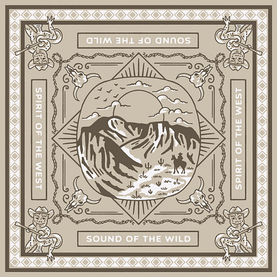 Sound Of The Wild Bandana Design apparel design artwork bandana bandana design brand clothing cowboy design graphic design horse design outdoor outdoor apparel retro tshirt design vintage vintage design vintage graphic western design