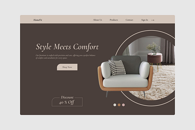 HomeFit || Furniture web Home page clean layout design e commerce furniture design furniture homepage furniture site furniture store homepage landing page product design ui ui design uiux user interface web design website ui