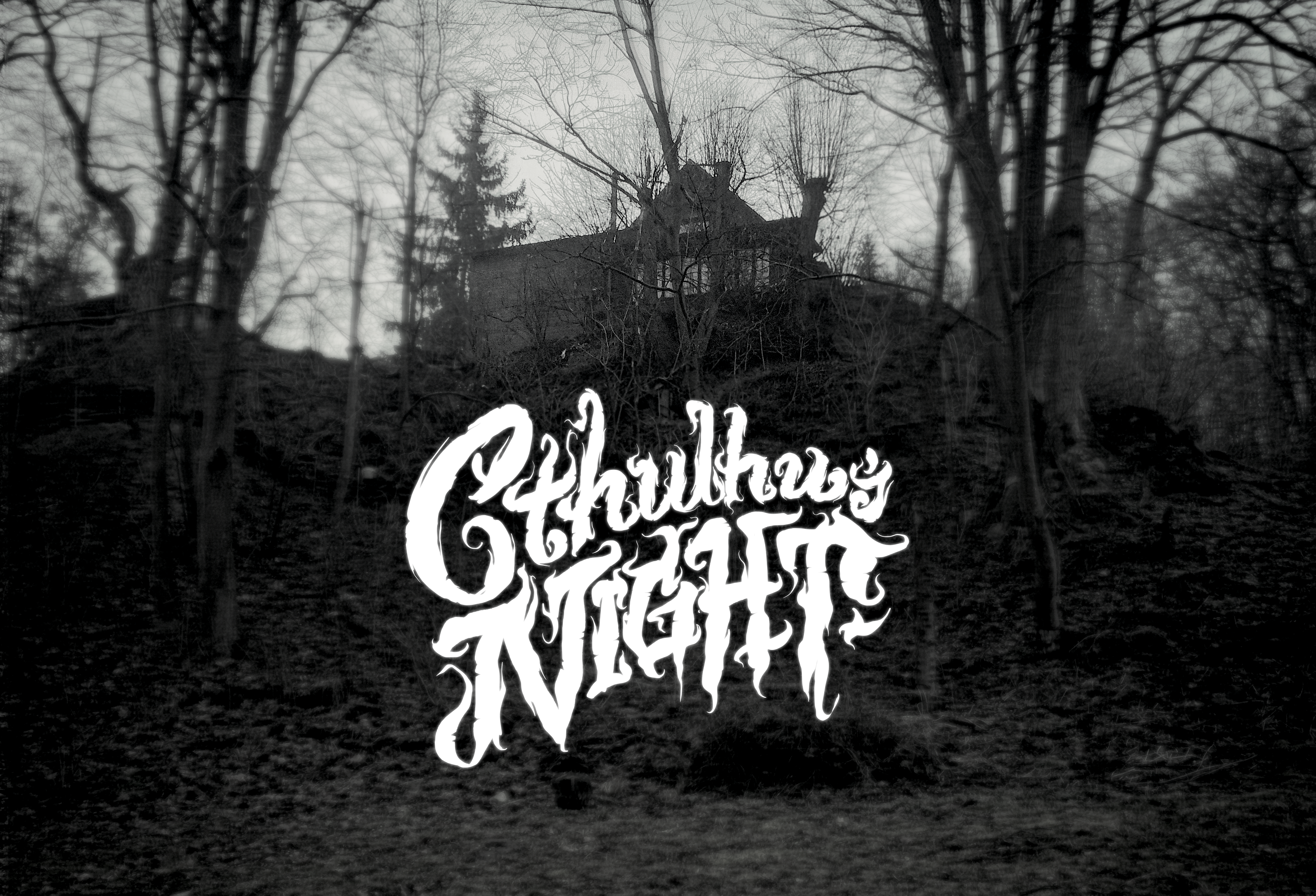 Cthulhu's Night climate cover cthulhu filip horror house illustration komorowski letters logotype lovecraft magic monster mystery noir novel script secret typography vector