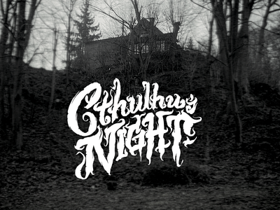 Cthulhu's Night climate cover cthulhu filip horror house illustration komorowski letters logotype lovecraft magic monster mystery noir novel script secret typography vector