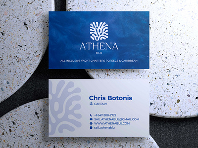 Business Card Design for Athena Blu brand brand identity branding business card business card design design digital digital art elegant full branding graphic design hospitality identity branding logo luxury marine modern sea tourism travel