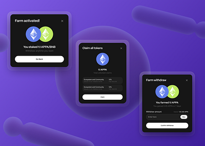 DeFi Modal claim crypto crypto payment crypto tokens decentralized decentralized finance defi design ethereum minimal modal payment product design staking tokens transaction ui web3 withdrawal withdrawing