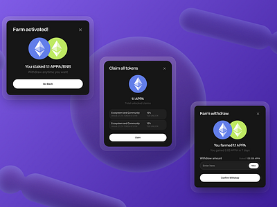 DeFi Modal claim crypto crypto payment crypto tokens decentralized decentralized finance defi design ethereum minimal modal payment product design staking tokens transaction ui web3 withdrawal withdrawing