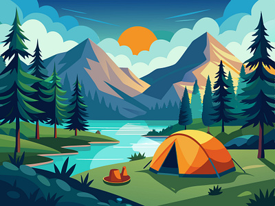 Camping Ground Illustration branding design graphic design illustration logo vector