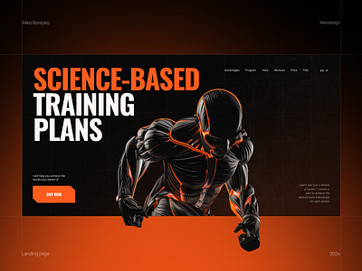 Training Plans: Personal Coaching Approach hero-screen 3d design fitness fitnesscoach futuristic landingpagedesign personaltraining science sciencebasedtraining sport training ui uidesign ux webdesign website workoutplan