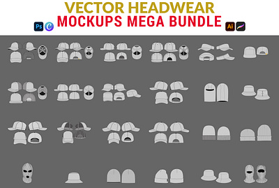 Vector Headwear Mockups Mega Bundle | Hat Mockup Template cap mockup bundle