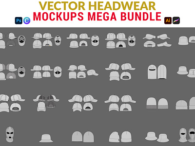 Vector Headwear Mockups Mega Bundle | Hat Mockup Template cap mockup bundle