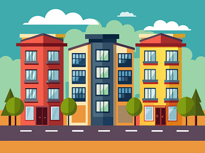 Flat Colorful Building Illustration branding design graphic design illustration logo vector