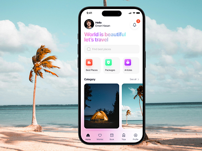 Travel Guide App booking booking app camping clean ui flight booking halo lab minimal mobile sajon tour travel app travel app ui travel booking trip planner app trips ui ui design ui ux ux vacation