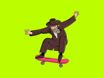 Rebel Rabbi 2d character character design character illustration freedom jew rabbi religion skateboarding