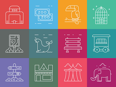 Colored Zoo Icons animal icon animals icon design icon set vector vector download vector icon zoo zoo icon