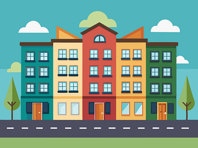 Flat Colorful Building Illustration branding design graphic design illustration logo vector