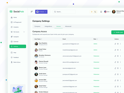 Company Settings Dashboard admin ai clean company settings dashboard menu minimal mobile applications pagination profile saas saasdesign settings sidebar sidenav table ui uiuxdesign ux