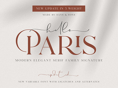 Hello Paris - Variable Duo branding fonts classic font pairing invitation logo fonts lovely font masculine popular font roman signature font wedding wedding font