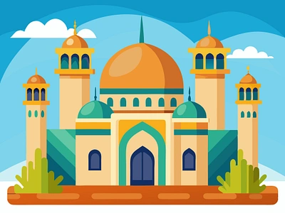 Flat Colorful Mosque Illustration branding design graphic design illustration logo vector