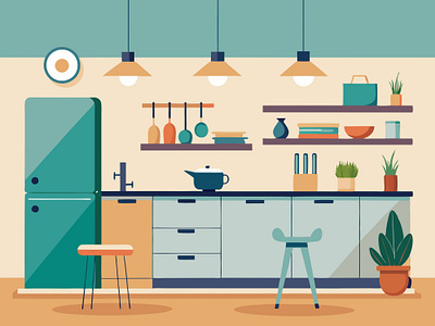 Flat Colorful Kitchen Illustration branding design graphic design illustration logo vector